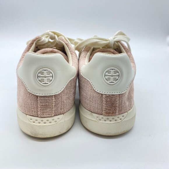 Tory Burch Women's Size 9 Howell Court Textured Velvet Sneakers Shoes Mauve Pink - Picture 6 of 11